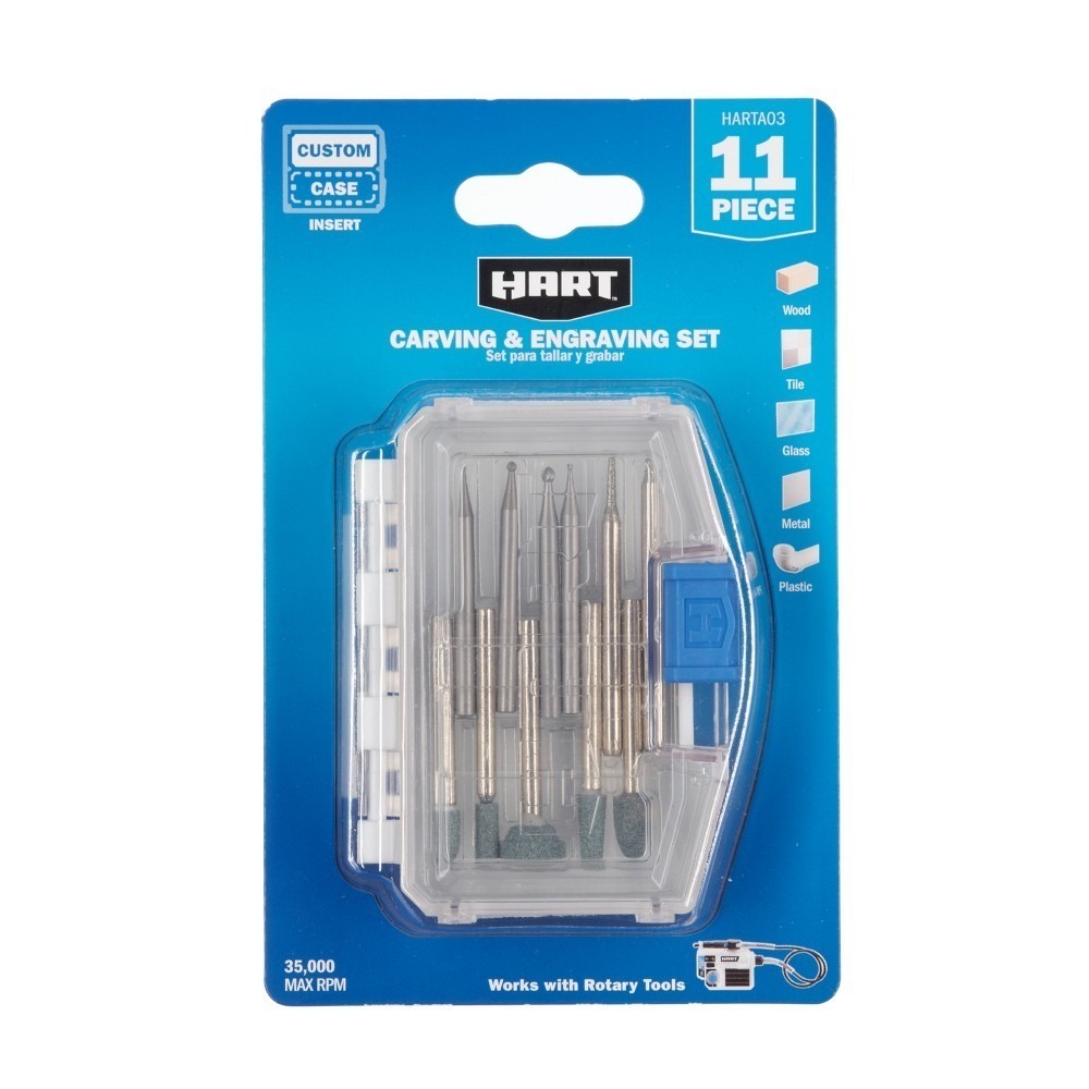 HART‎ 11-Piece Carving Engraving Rotary Tool Accessory Kit wood tile glass metal